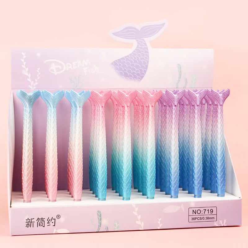 Plastic mermaid cartoon pen with 0.38mm needle-tube writing tip
