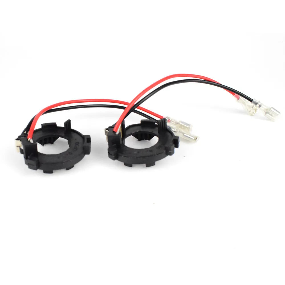 Black H7 LED headlight adapter bracket for Volkswagen Golf Jetta models with copper wiring