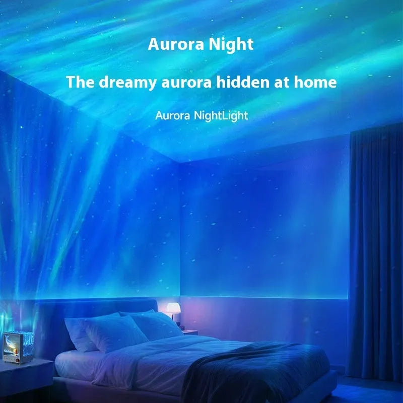 Aurora Treasure Box projection lamp projecting Star Sea Whale light pattern with Bluetooth speaker functionality