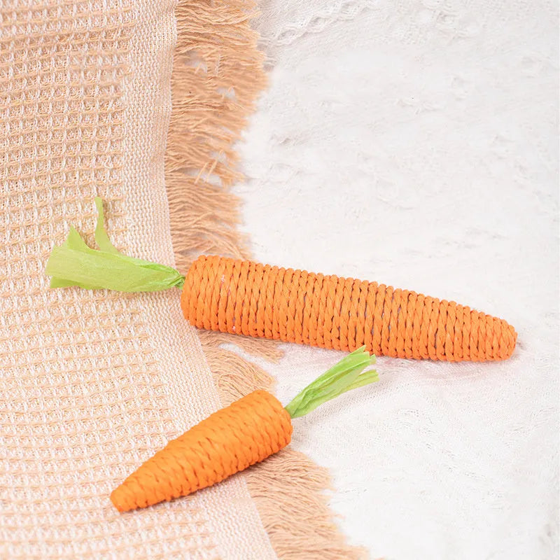 Set of interactive cat toys including carrot bites, paper toys, ringing stones, sticks and tooth grinding items