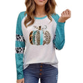 Sky blue Halloween pumpkin 3D printed T-shirt with Japanese Korean casual style