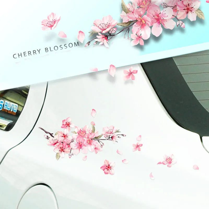 Cherry blossom flower pattern car sticker in two size options on PVC vinyl.