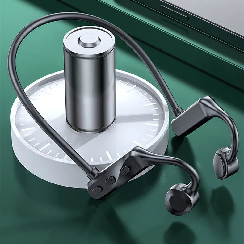 Bone conduction in-ear wireless earphones in carbon fibre black with bio-titanium speaker
