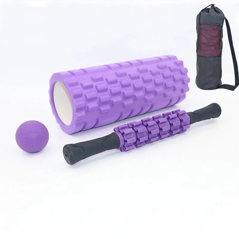 33cm black foam roller massage bar with six-piece roller design