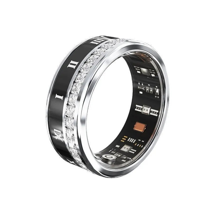 Diamond smart ring with health monitoring on finger in gold and silver colour options