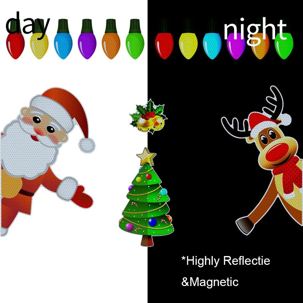 Medium Christmas elk reflective magnetic car decoration sticker with cartoon design