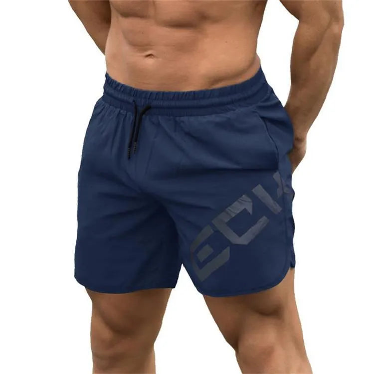 Men's elastic knee-length sports shorts in black colour for running and summer training