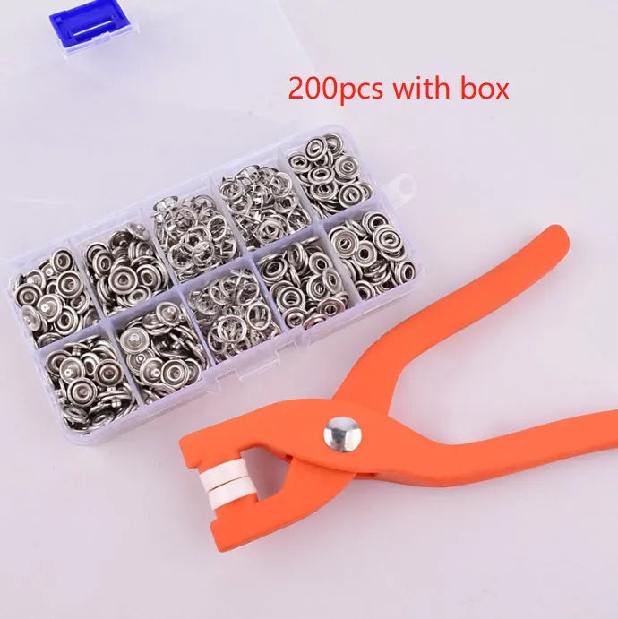 Five claw stainless steel no sew buttons 9.5mm with application pliers for children's clothing