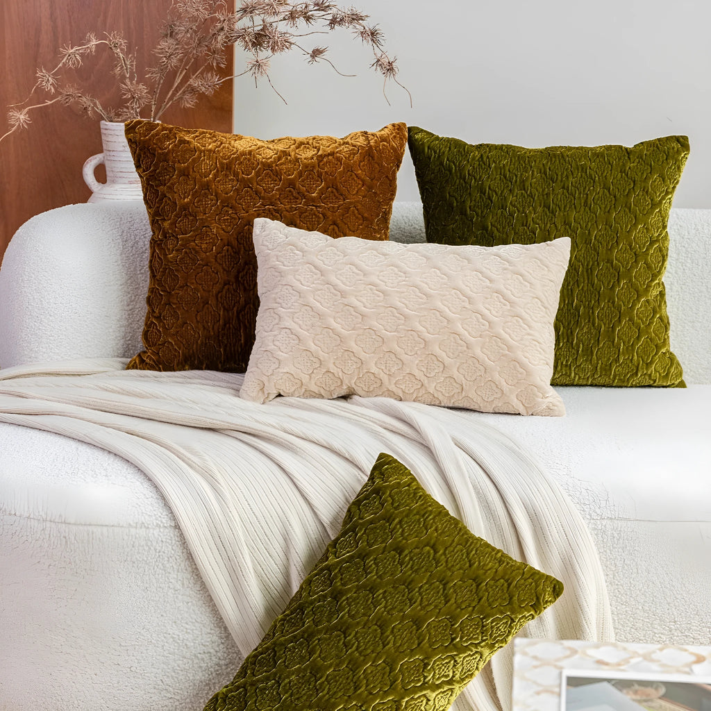 Brown gold antique style three-dimensional quilted cushion pillow with plum pattern in square and waist sizes