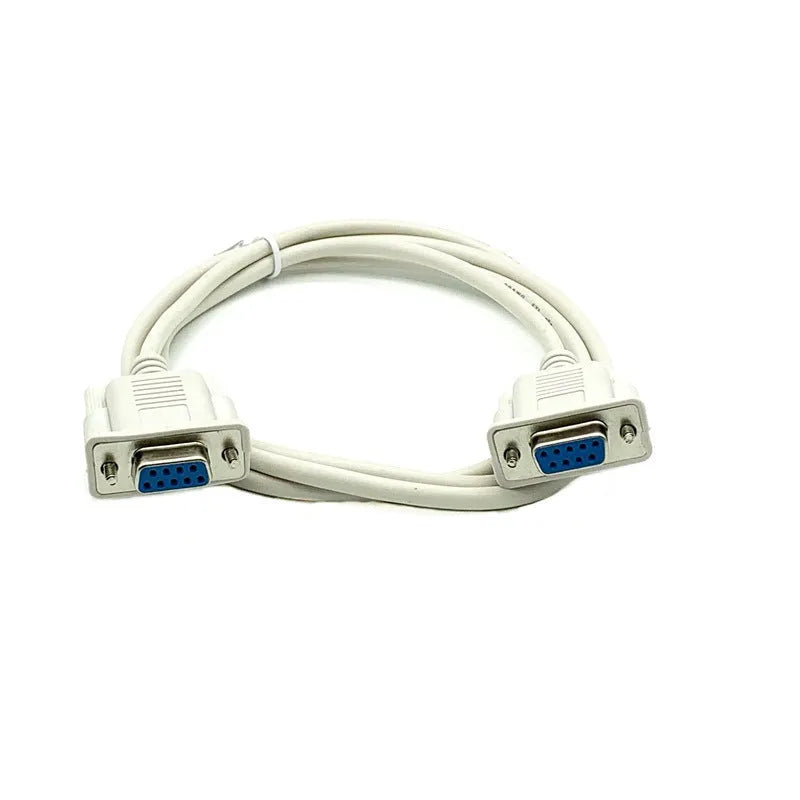 DB9 female to female RS232 serial cable 1.5 metres long in milky white colour