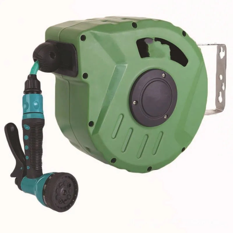 Automatic retractable hose reel with 10 metre PVC water pipe for car wash and garden use
