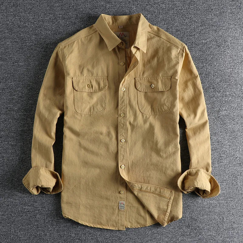 Men's cotton cardigan shirt in light blue or white solid colour with long sleeves