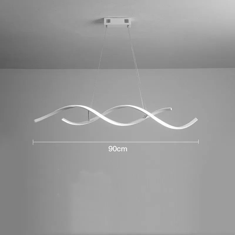Minimalist post-modern Scandinavian LED chandelier black, remote control dimmable, 90cm length