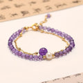 Chinese style women's bracelet with crystal pearls and electroplated amethyst finish