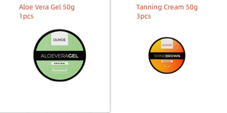 Combination pack of Intensive Tanning Luxe Gel body tanning cream and After Sun Aloe Vera Gel.