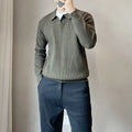 Man wearing a loose-fit, long-sleeved knitted sweater in rabbit fur and modal fabric