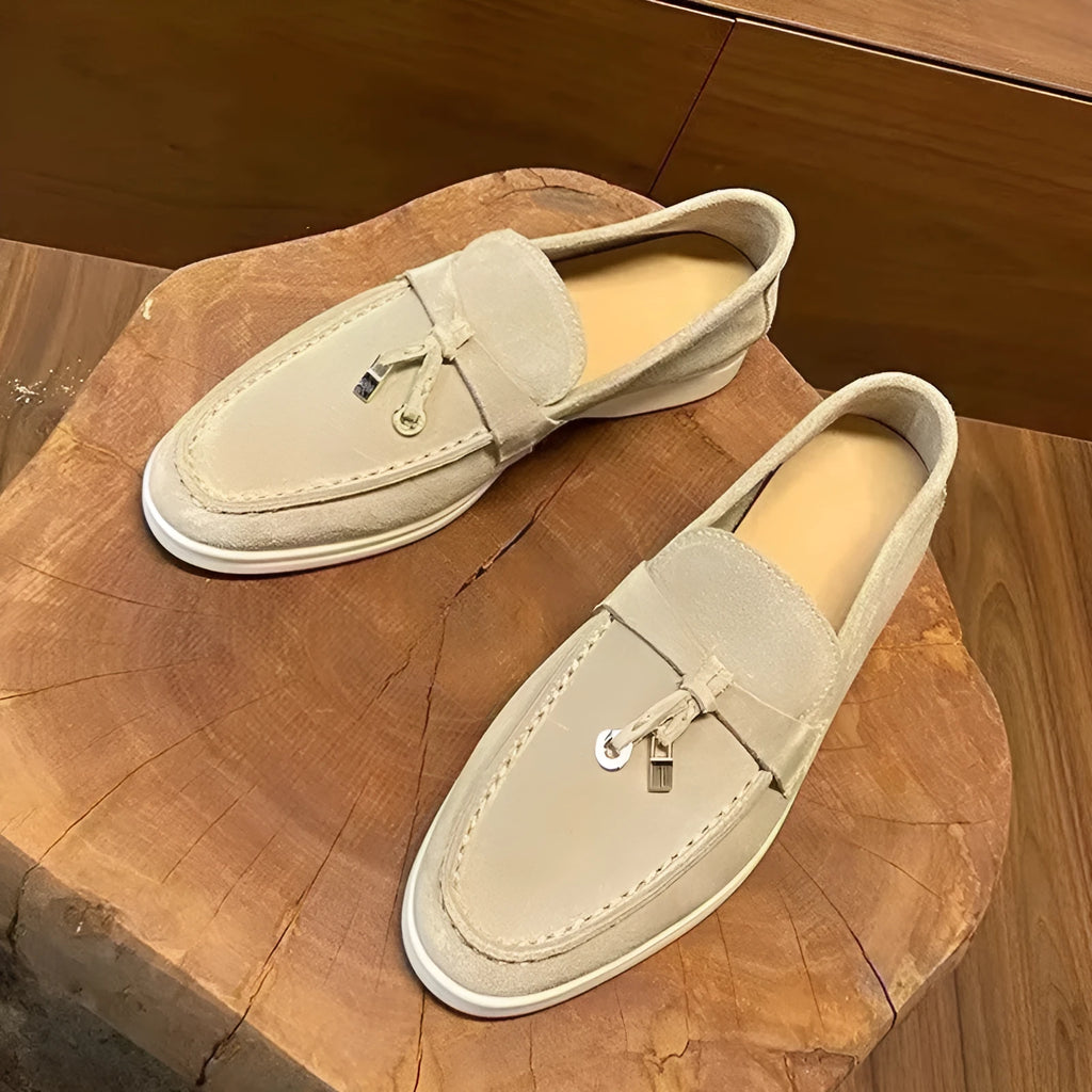 Unisex high-top slip-on loafers with round toe and visible sewing detail, shown in multiple colour options.
