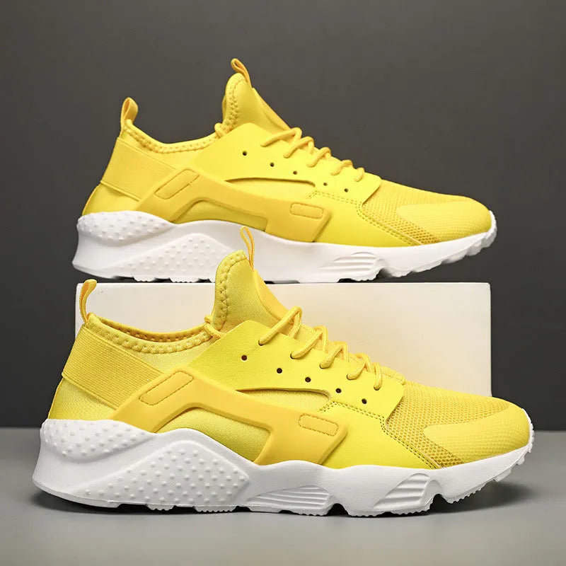 Men's mesh casual shoes with cross strap in green, red, or yellow colours