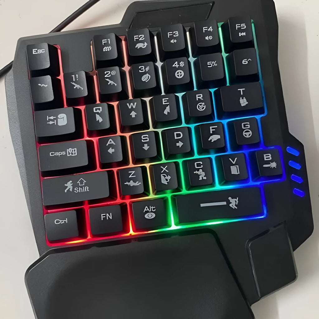 Single-handed mechanical keyboard and mouse set with ABS build and 1.5-metre USB cable