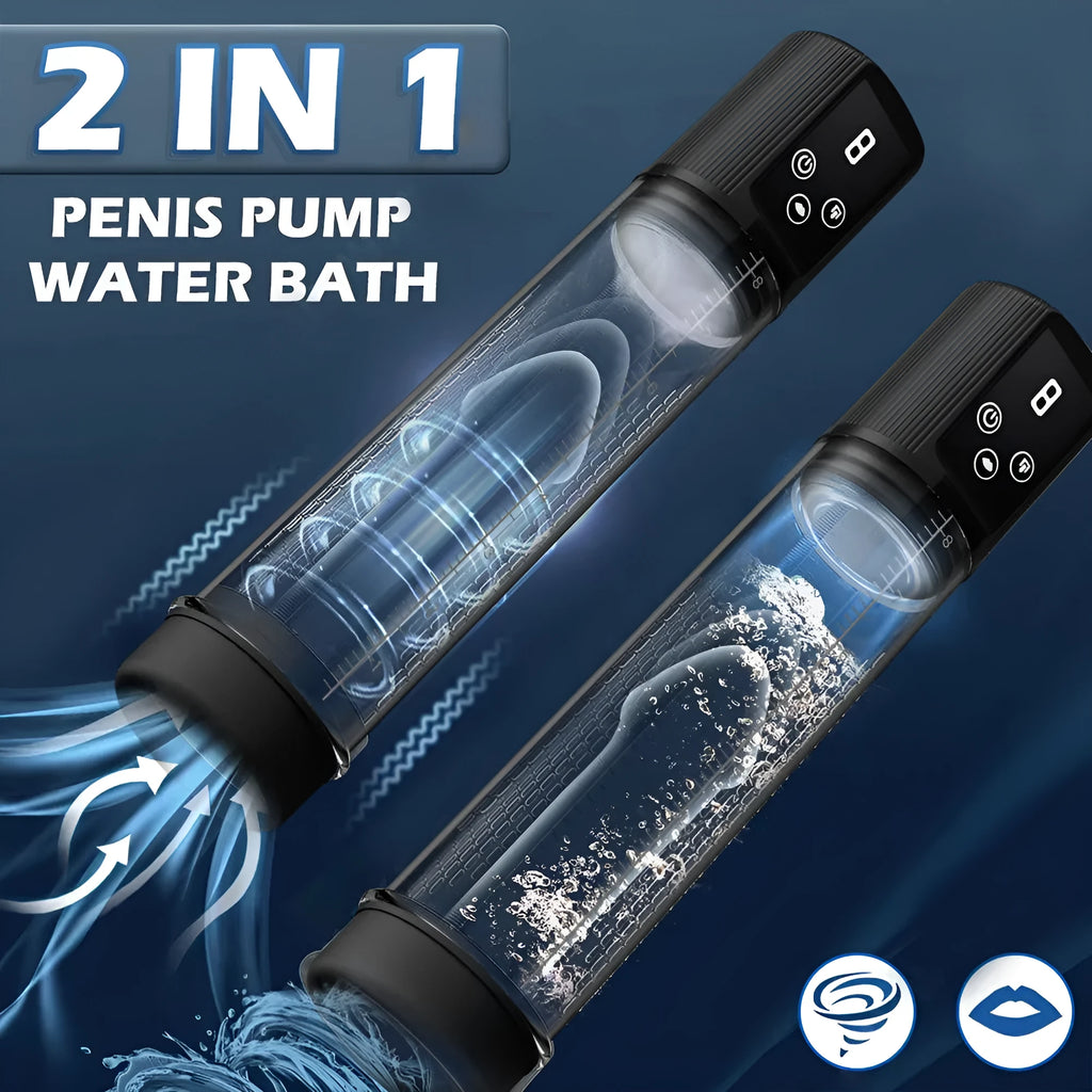 Electric male masturbation pump device for penis exercise made from ABS and TPE.