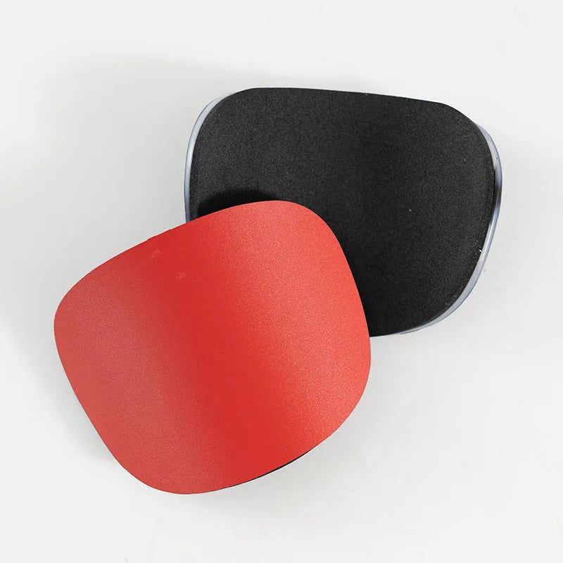 PU mini shin guards for football and sports in black, white, red, and blue colours showing front and back.