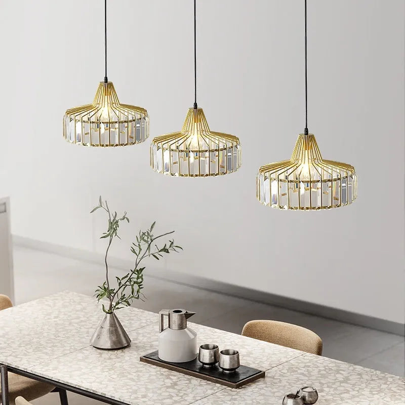 Modern LED crystal chandelier ceiling lamp in black finish with crystal decorative elements