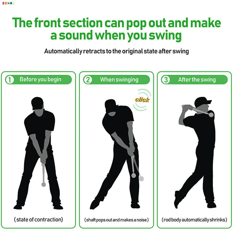 Telescopic golf swing training simulator with stainless steel construction in adjustable design