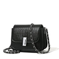 Soft PU women's chain shoulder bag in horizontal square design with sandwich pockets