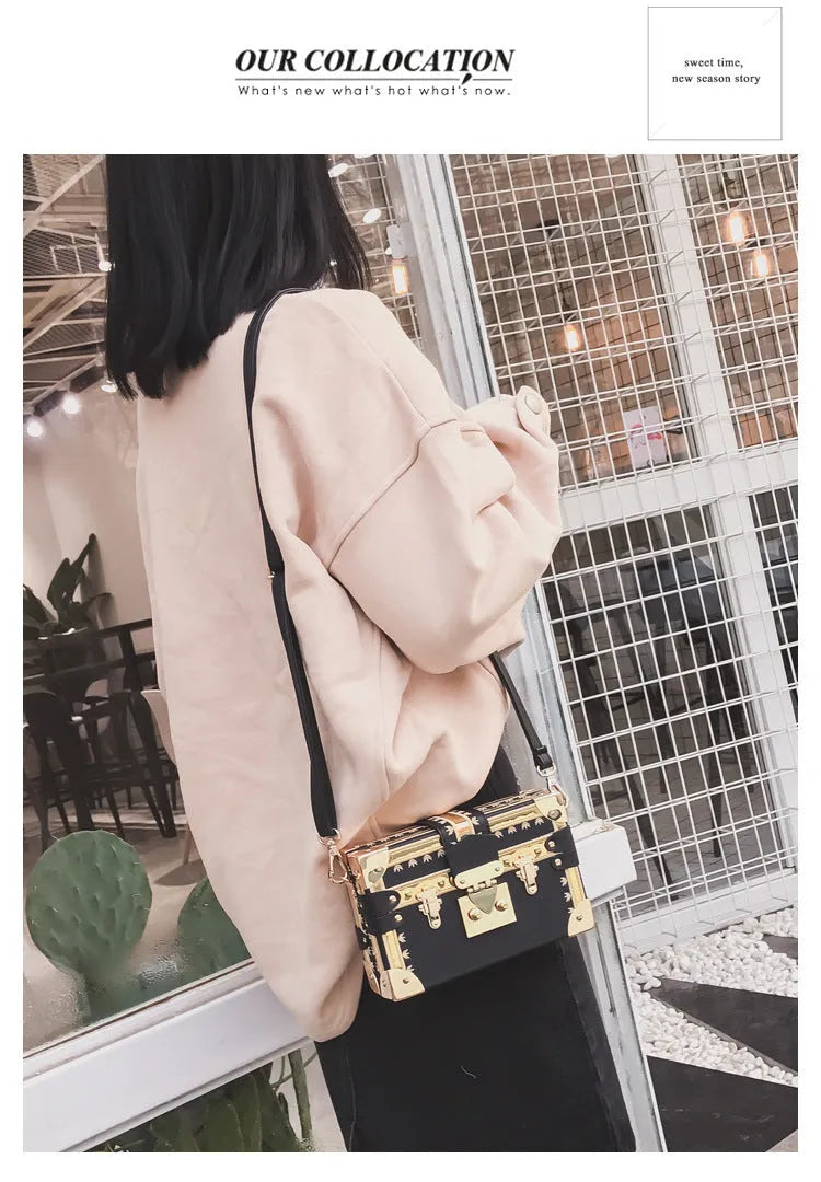 Women's hard PU leather shoulder bag with flap design and single adjustable strap