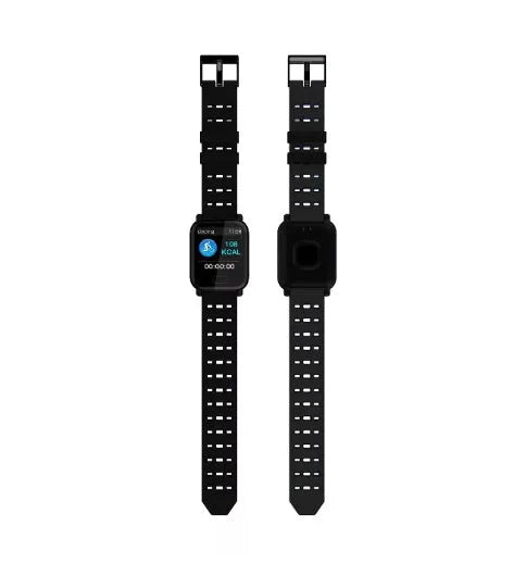 A6 smart bracelet with colour screen and silicone strap in black, blue, or orange.