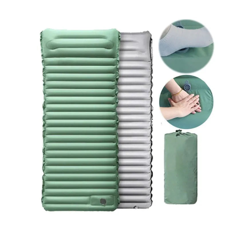 Camping sleeping mat inflatable 40D nylon TPU single 195x70x10cm outdoor portable