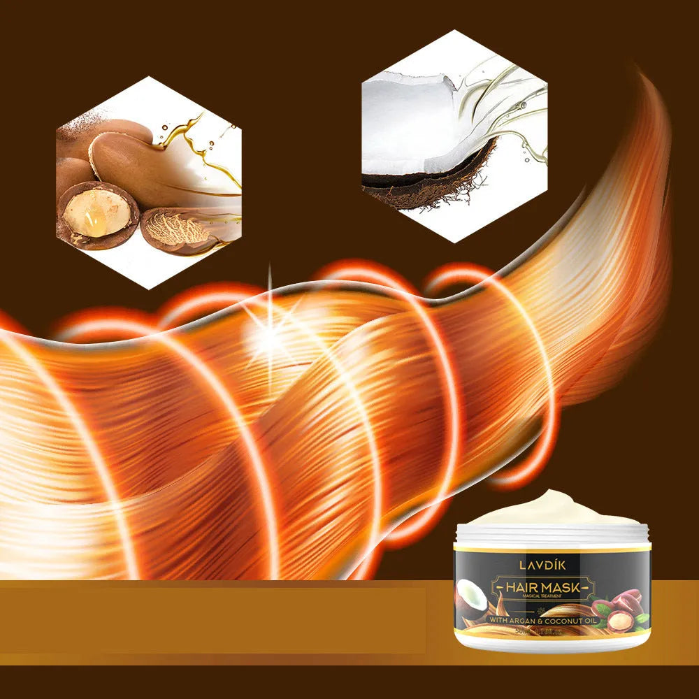 Nourishing hair mask conditioner in 50ml tube with floral fragrance for deep repair and frizz control