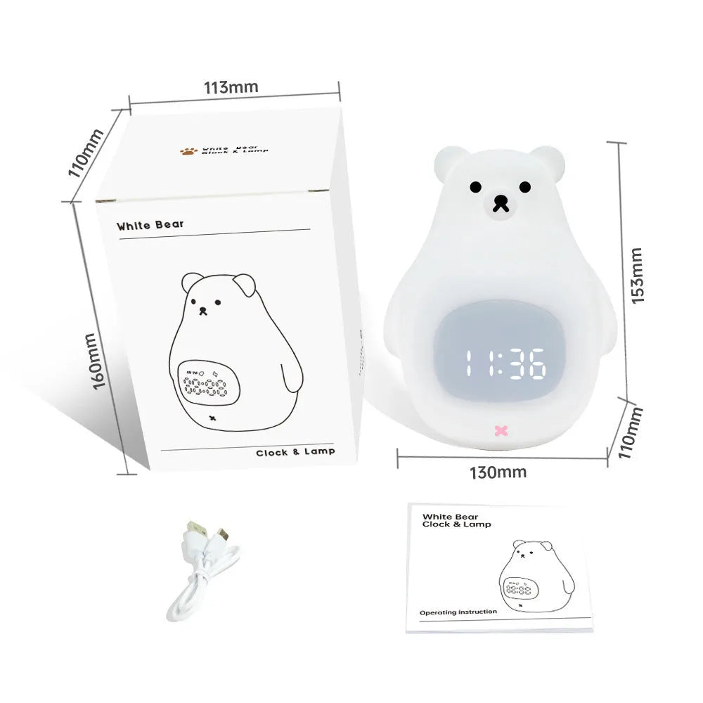 Big white bear silicone night light with remote control and timer functions