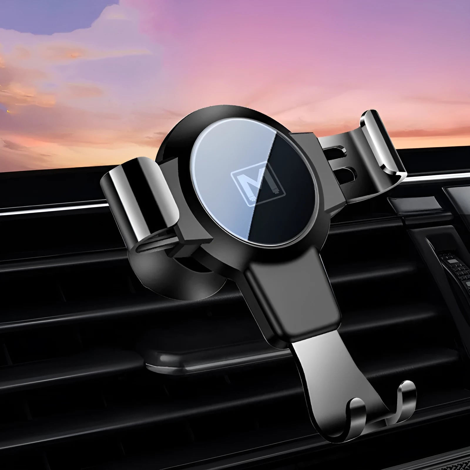 S4 ABS black car phone bracket mounted on air conditioning vent holding smartphone