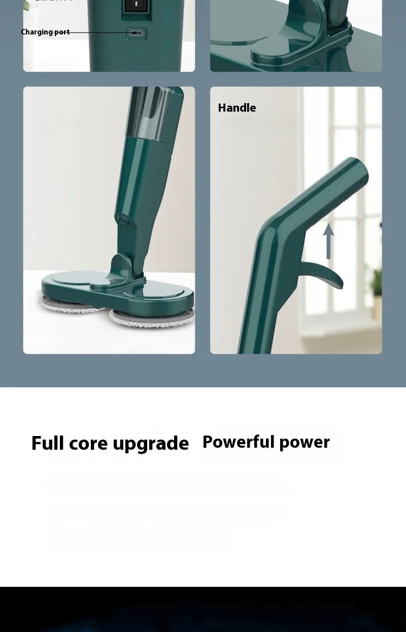 Lazy wireless sweeping and mopping all-in-one machine in S5 Green colour with USB charging port visible
