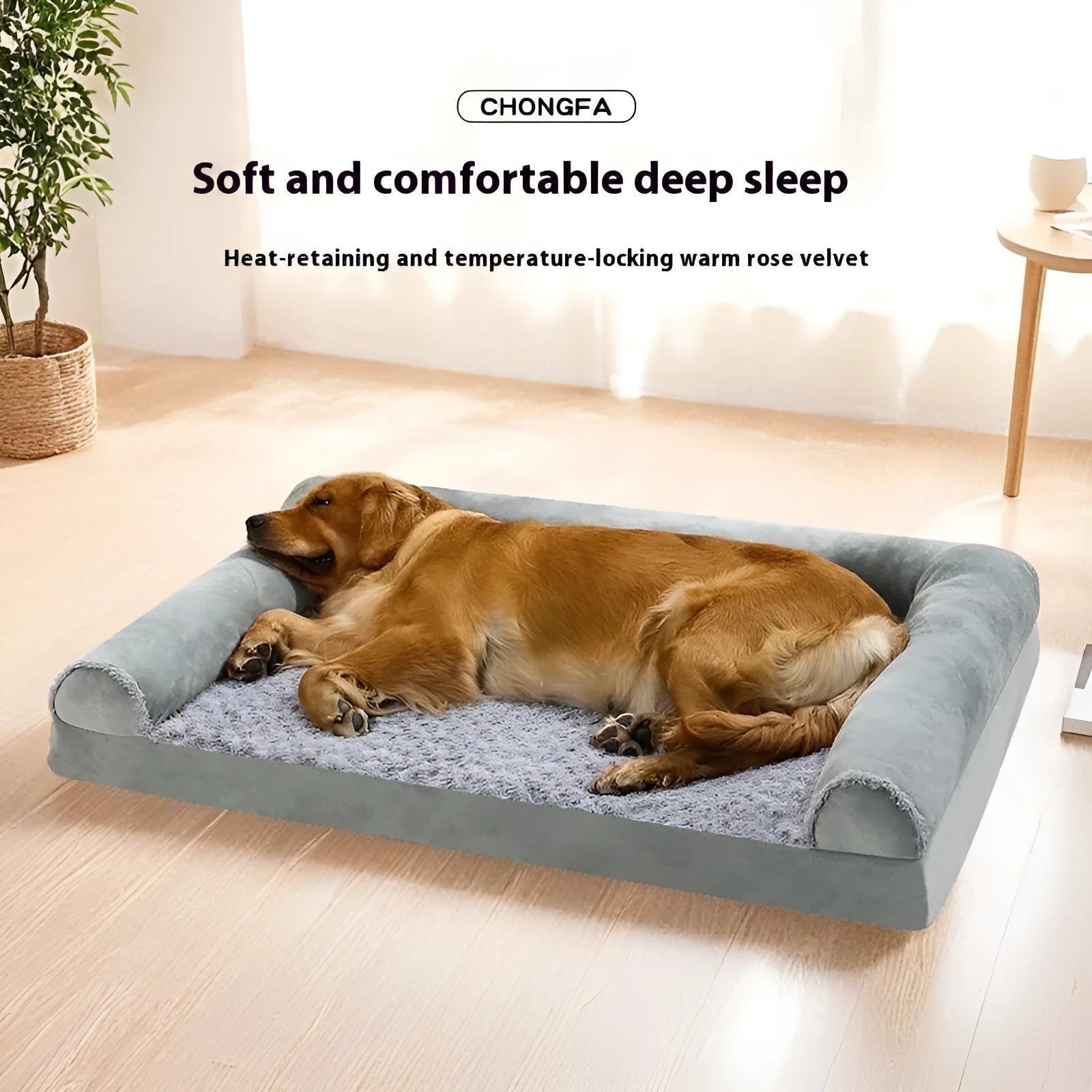 Light grey cloth dog kennel for medium-large breeds showing soft sides and low-wall design