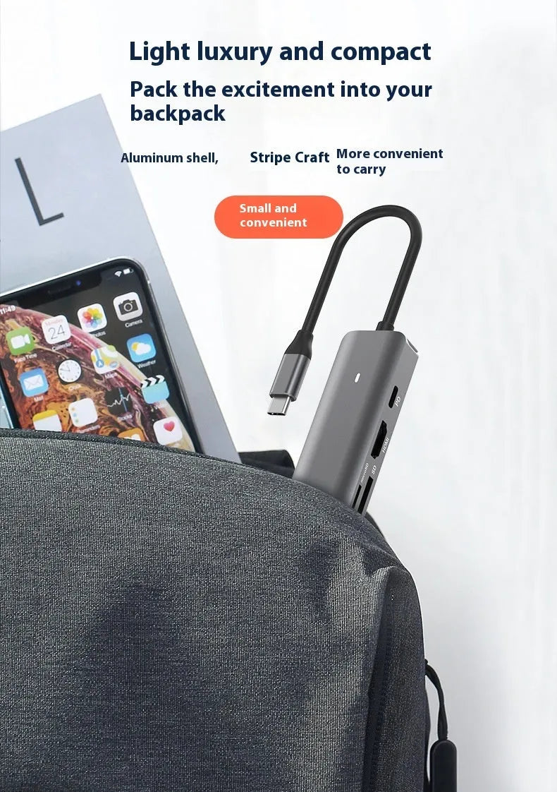 LQT-LH07 7-in-1 USB-C desktop computer hub with multiple interface ports and custom logo option