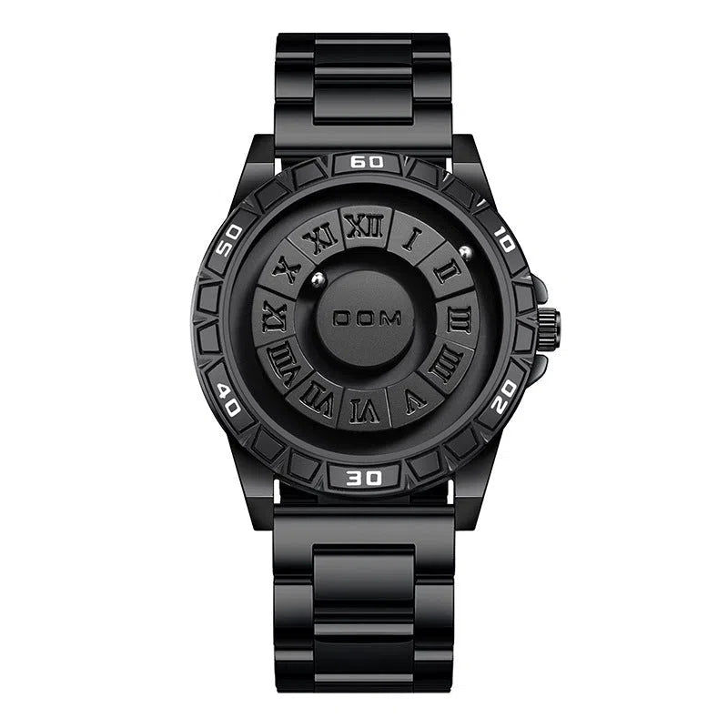 Creative magnetic suspension waterproof quartz watch black steel belt with watch box set