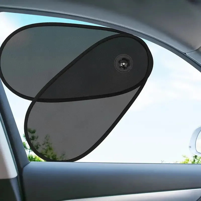 Breathable car window shades with suction cups attached to vehicle side window