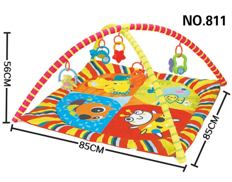 Baby gymnastic rack game blanket velvet playmat with crawling carpet in animal designs