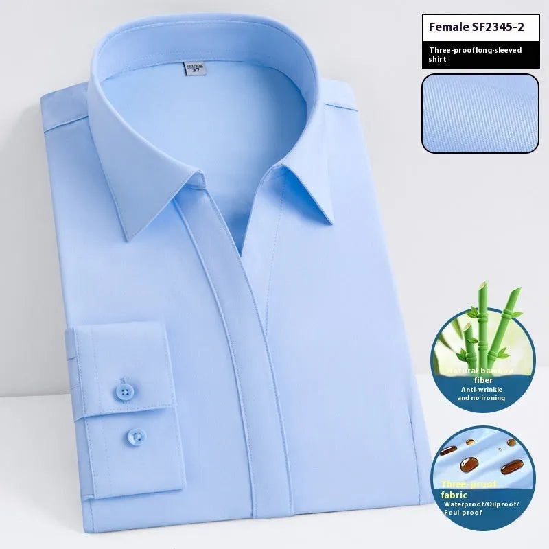 Men's bamboo fibre business shirt with square collar in solid colour showing waterproof and stain-resistant properties
