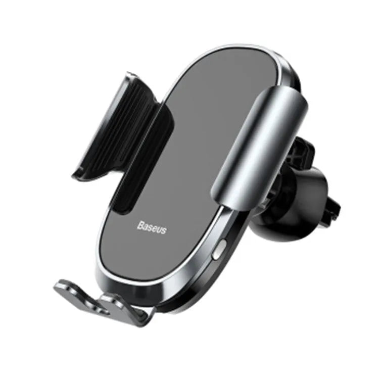 Universal smart car phone bracket with flexible gooseneck arm mounted on a car dashboard