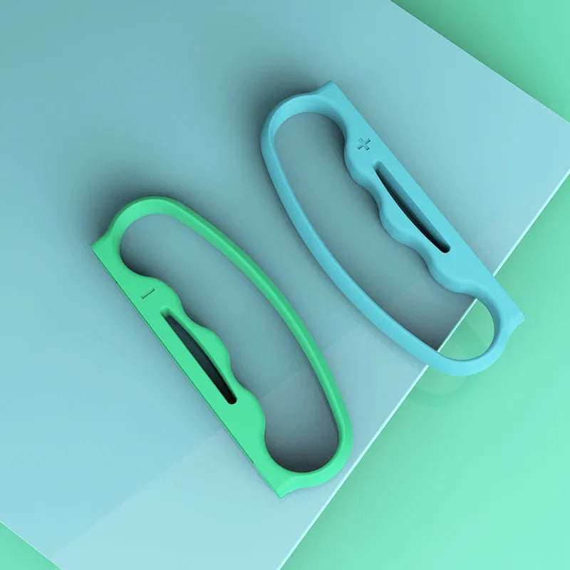 Joy-Con game controller grips with hand ropes in black, blue green, and blue red colours
