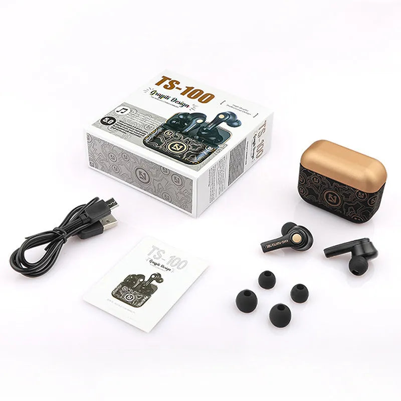 Black and white wireless Bluetooth headset showing head-mounted design