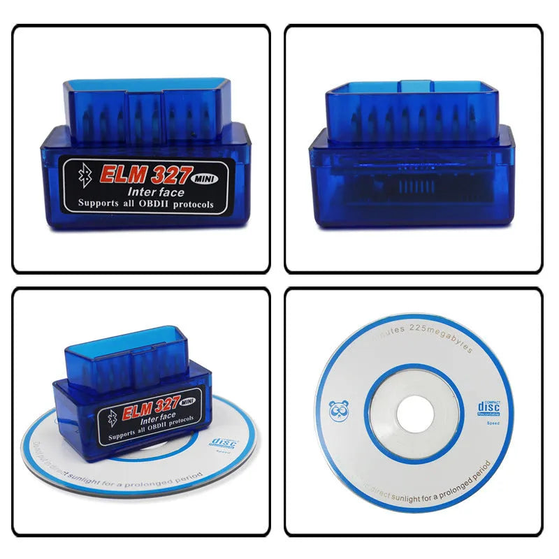 ELM327 dual-mode Bluetooth OBD2 automotive diagnostic scanner with compact design