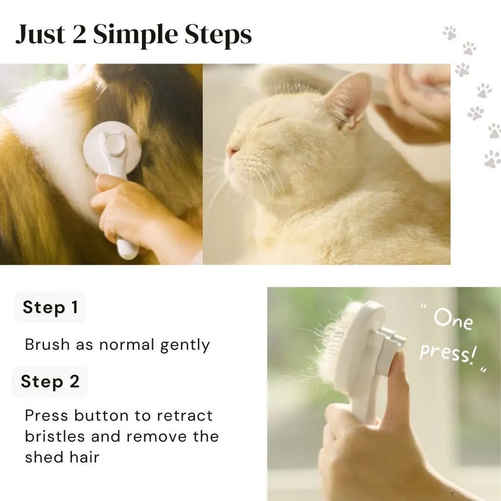 Self-cleaning pet slicker brush with blue ergonomic handle for dog and cat grooming