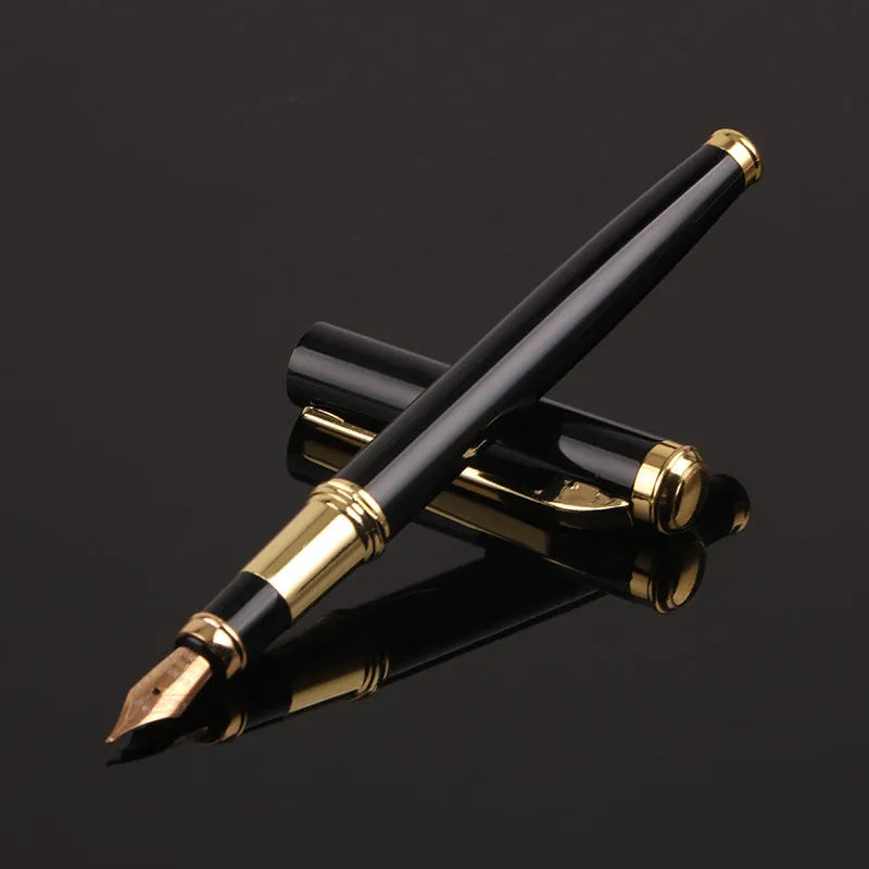Red and black metal fountain pen with 0.5mm stainless steel nib for writing practice
