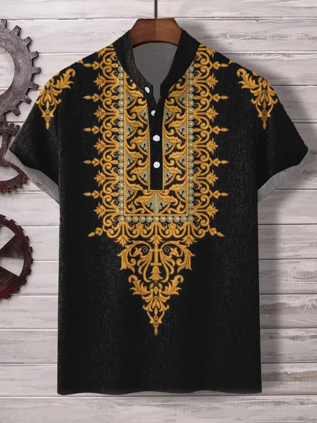 Men's casual striped linen blend shirt with personalised button details in multiple colour options