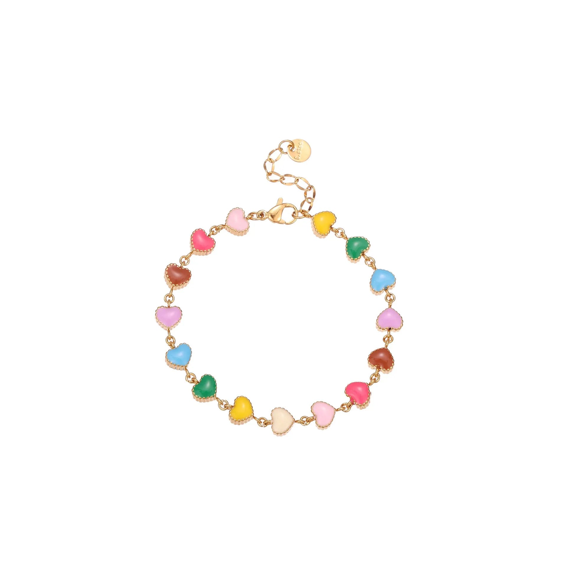 Love heart-shaped titanium steel bracelet with colourful oil finish in gold and steel colour options