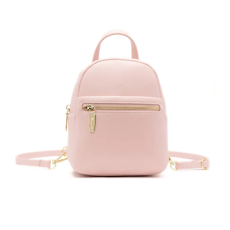 Soft PU mini backpack in street style with 3D pocket, shown in one of six available colours.